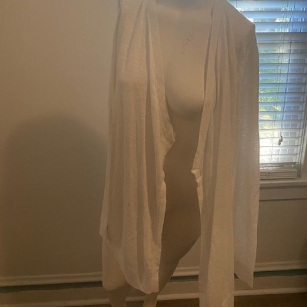 Loft White Wrap front open cardigan, size XL